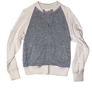 Gap Lightweight Bomber Women’s XS Gray and Cream Full Zip with Pockets